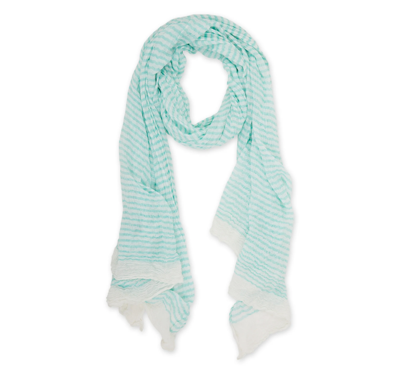 Hadley Wren- Insect Repellent Scarf - Tiny Stripe Turq