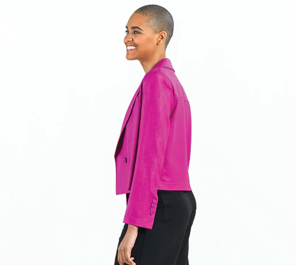 Liquid Leather Cropped Tuxedo Blazer
