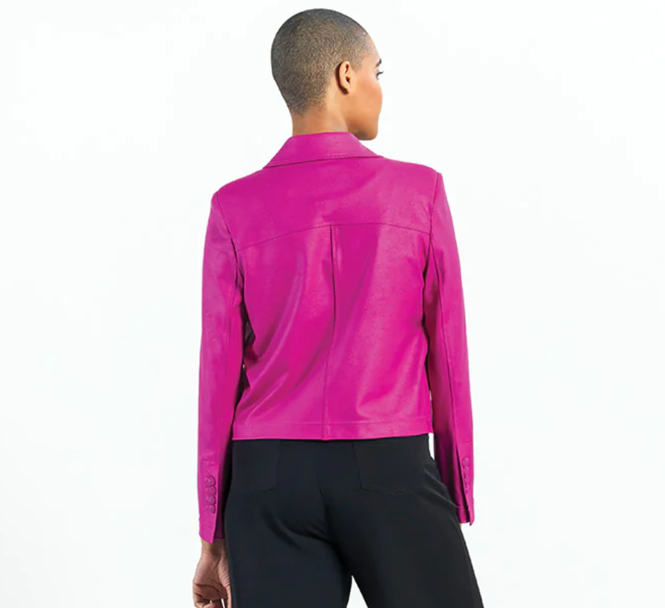 Liquid Leather Cropped Tuxedo Blazer