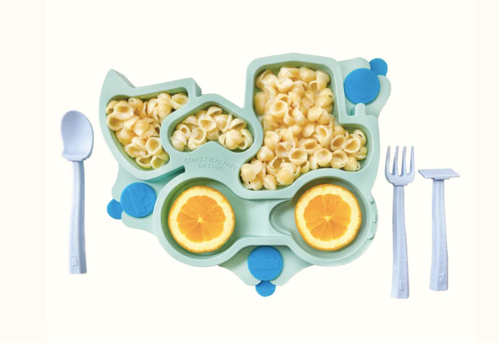 Constructive Eating- Baby Plates - Construction Teal