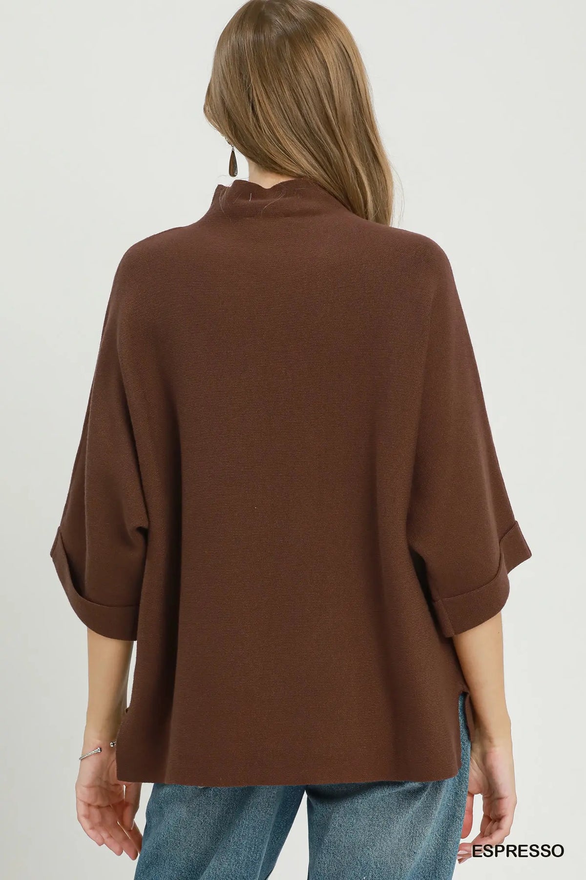 Mock Neck Dolman Sleeve Sweater