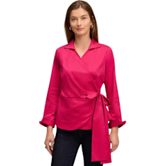 Foxcroft- Salina No Iron Stretch Sateen Shirt - Ruby Pink