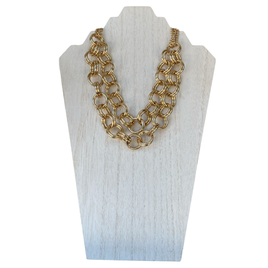 Double Loop Layer Gold Chain Necklace