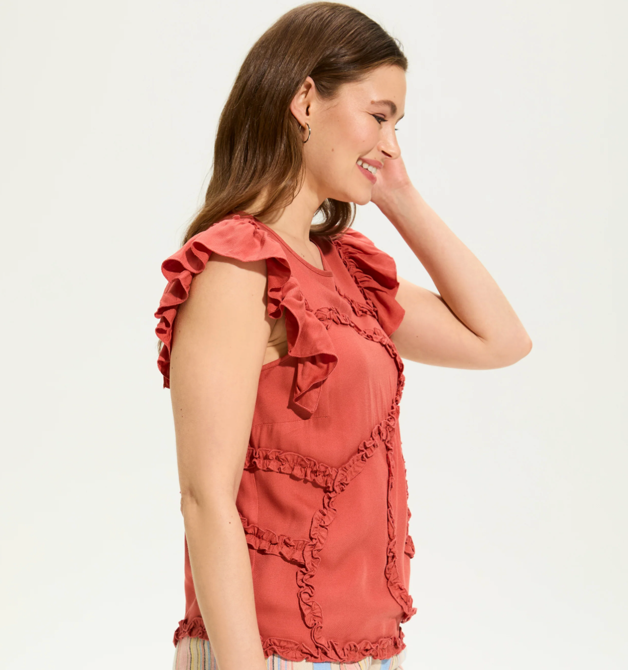 Embellished Flutter Sleeve Top