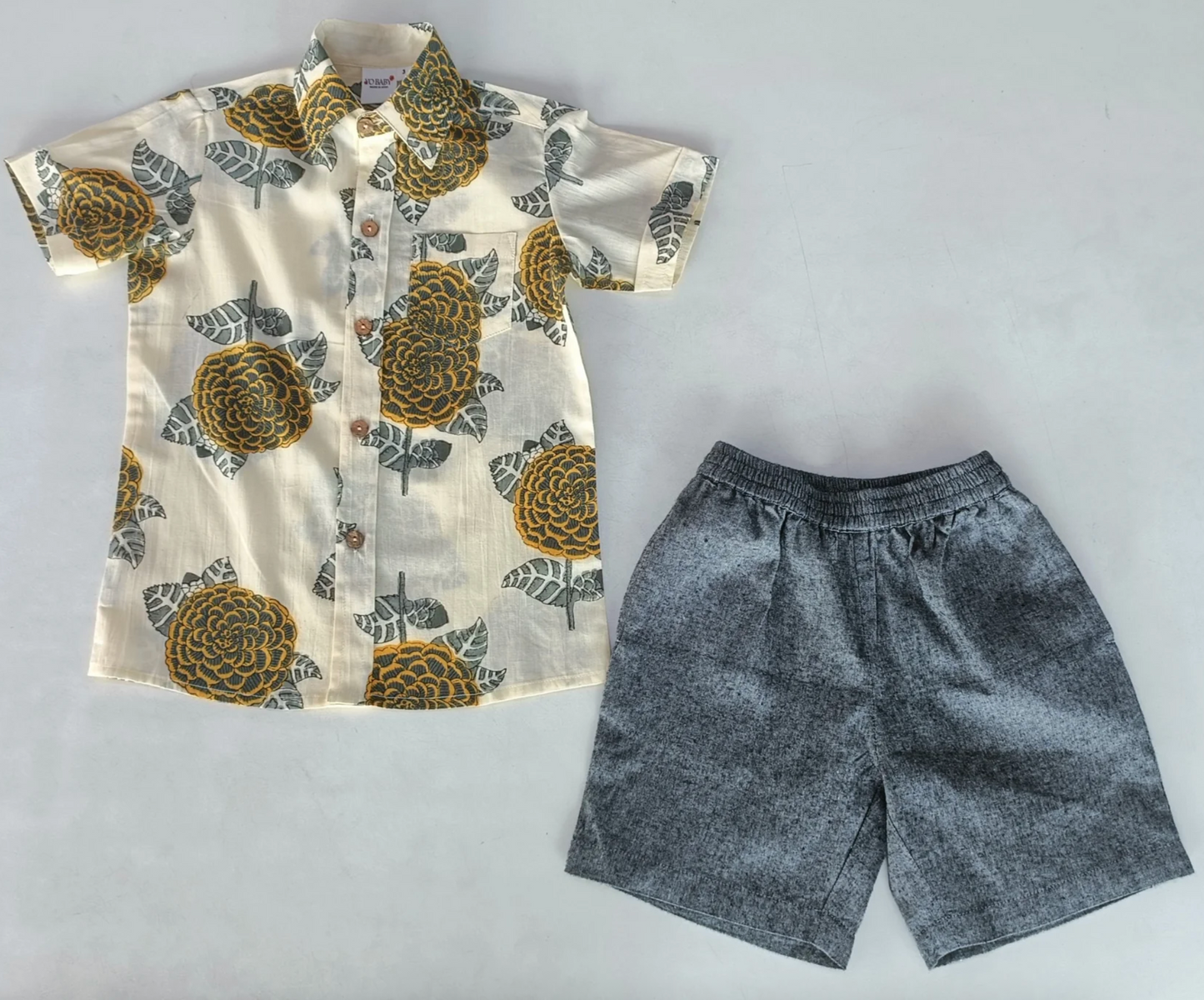 Yo Baby Floral Print Shirt & Chambray Shorts