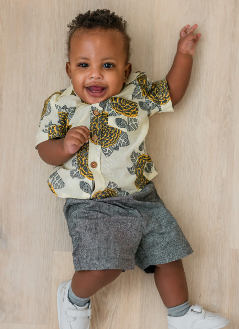 Yo Baby Floral Print Shirt & Chambray Shorts