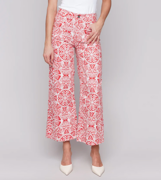 Printed Crop Flare Pant