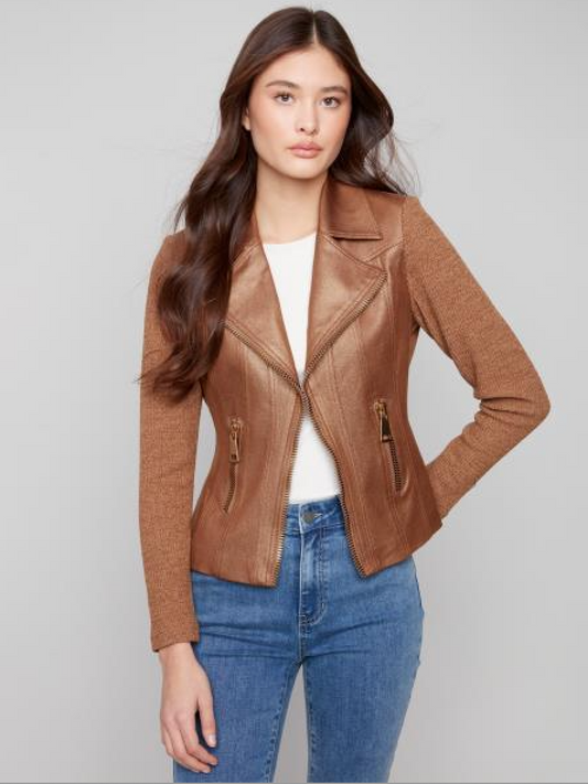 Vintage Faux Leather and Knit Jacket