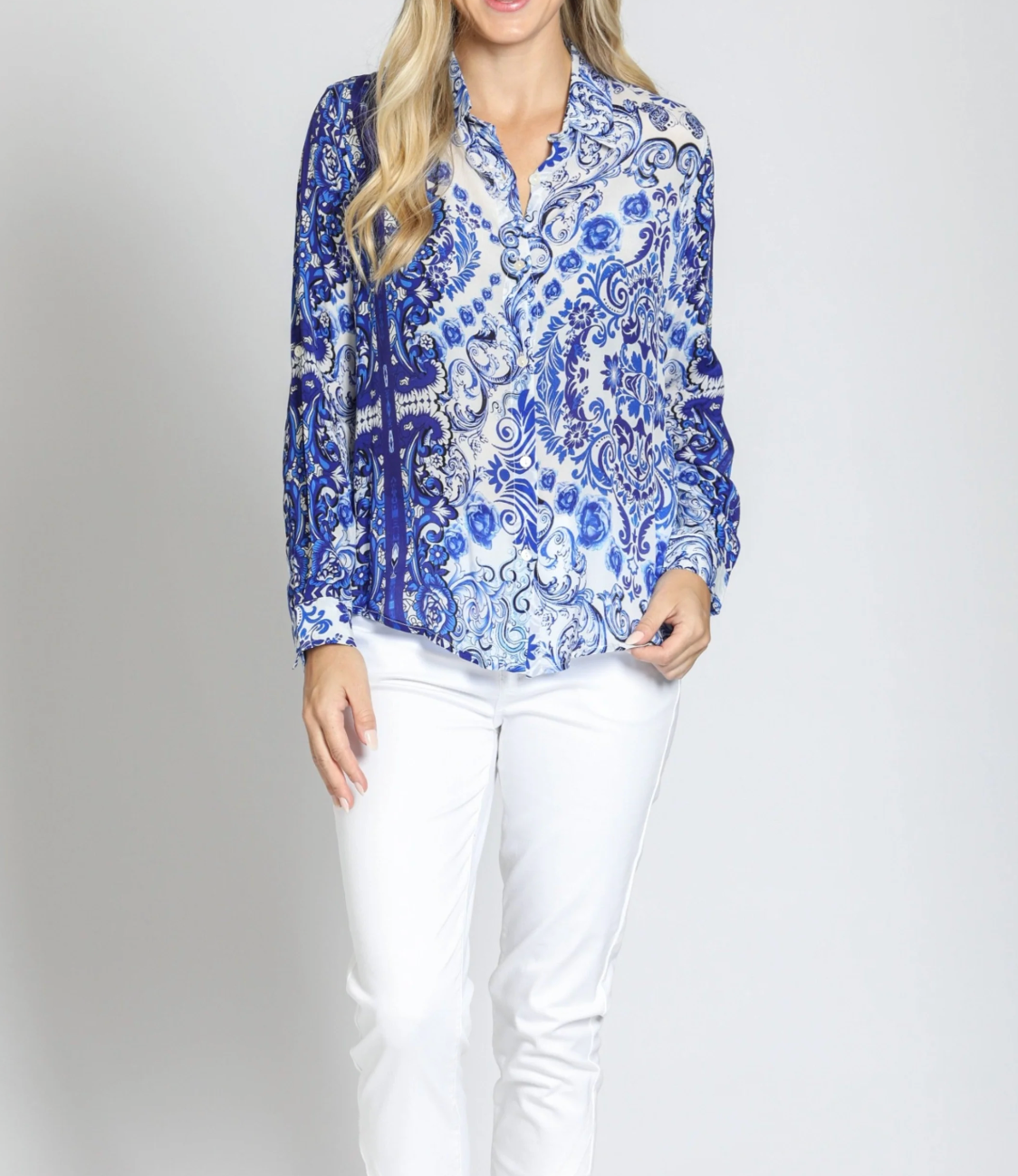 Button Up Top with Roll Up Sleeve