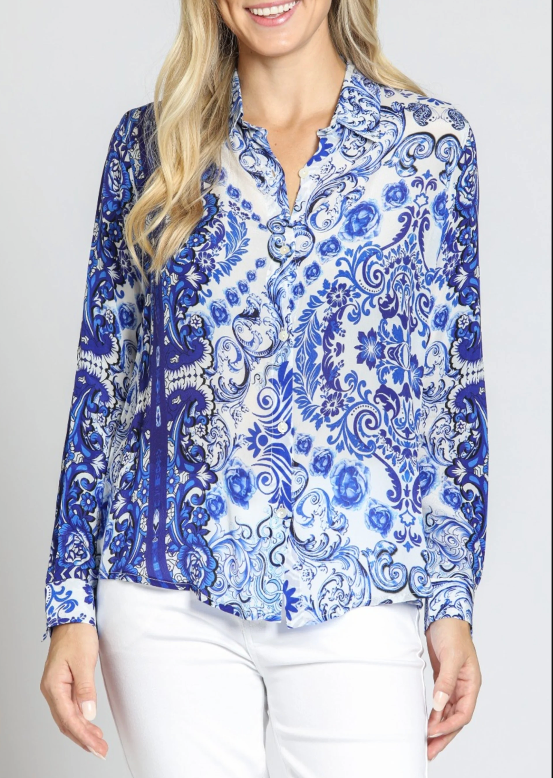 Button Up Top with Roll Up Sleeve