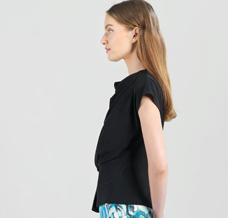 Drape Neck Top with Loop Front Detail