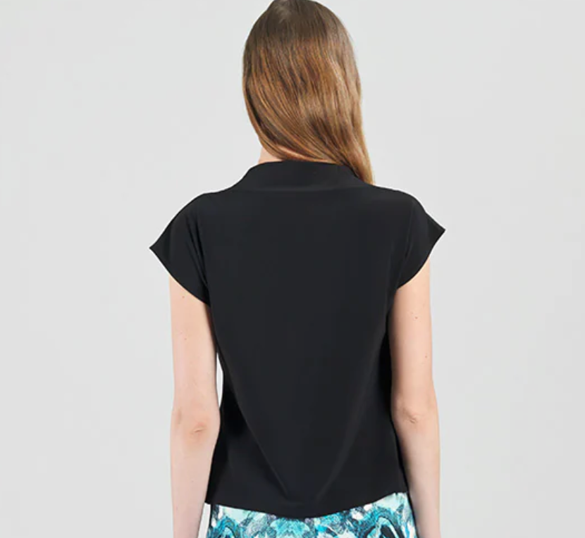 Drape Neck Top with Loop Front Detail