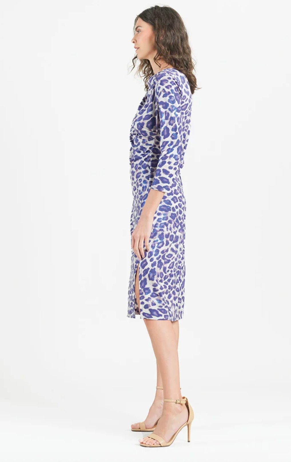 Side Slit Cheetah Midi Dress