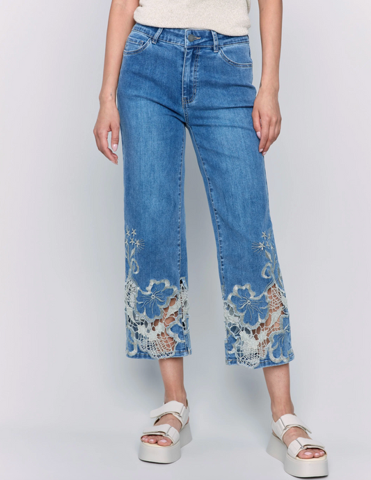 Lace Side Cut Flare Leg Pant