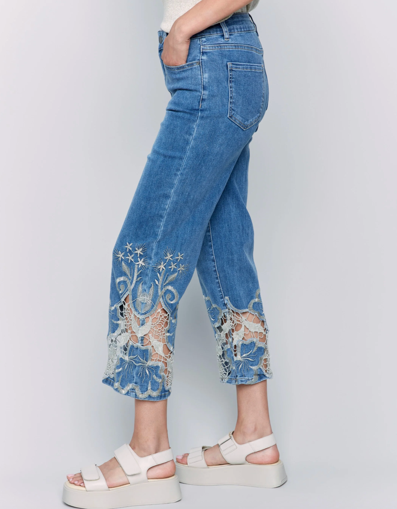 Lace Side Cut Flare Leg Pant