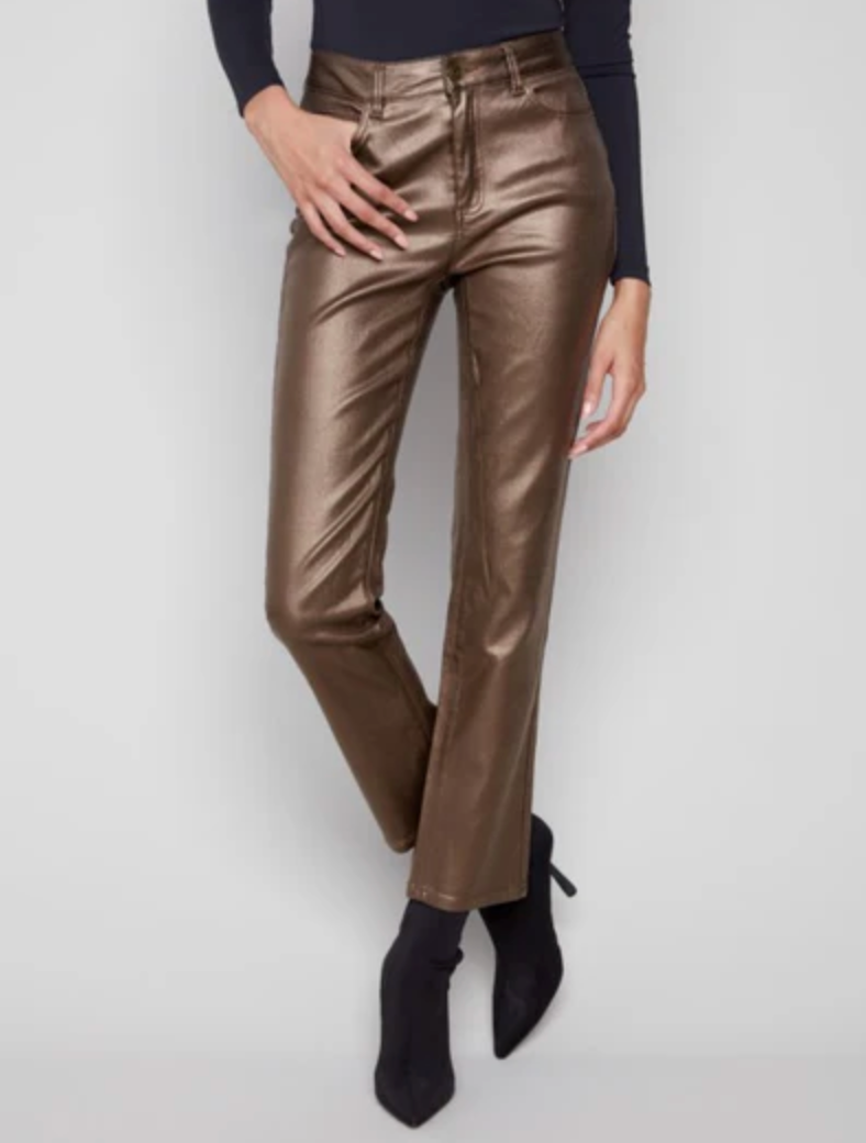 Slim Leg Metallic Wax Twill Pant