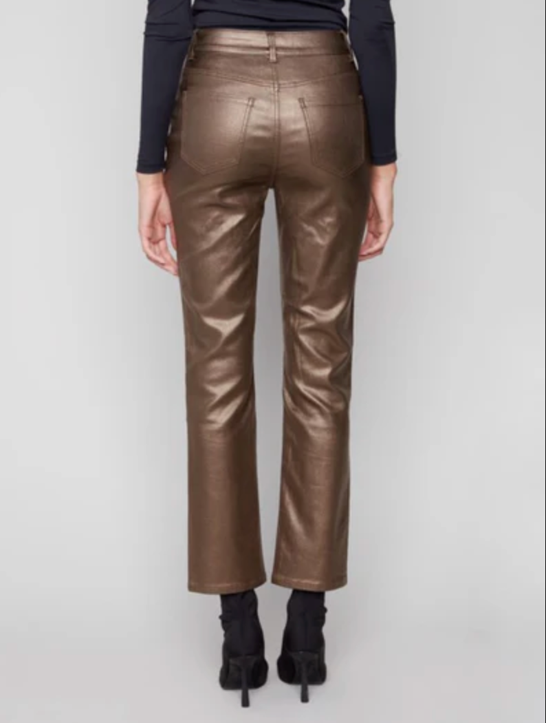 Slim Leg Metallic Wax Twill Pant