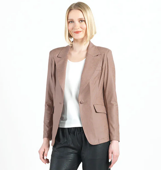 Single Button Notched Collar Blazer