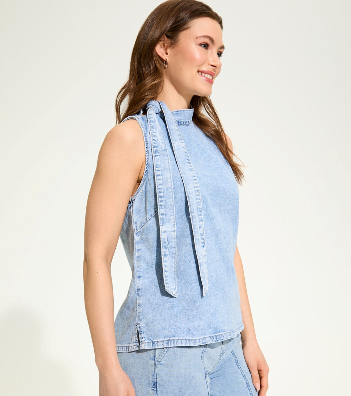 Sleeveless Bow Neck Blouse