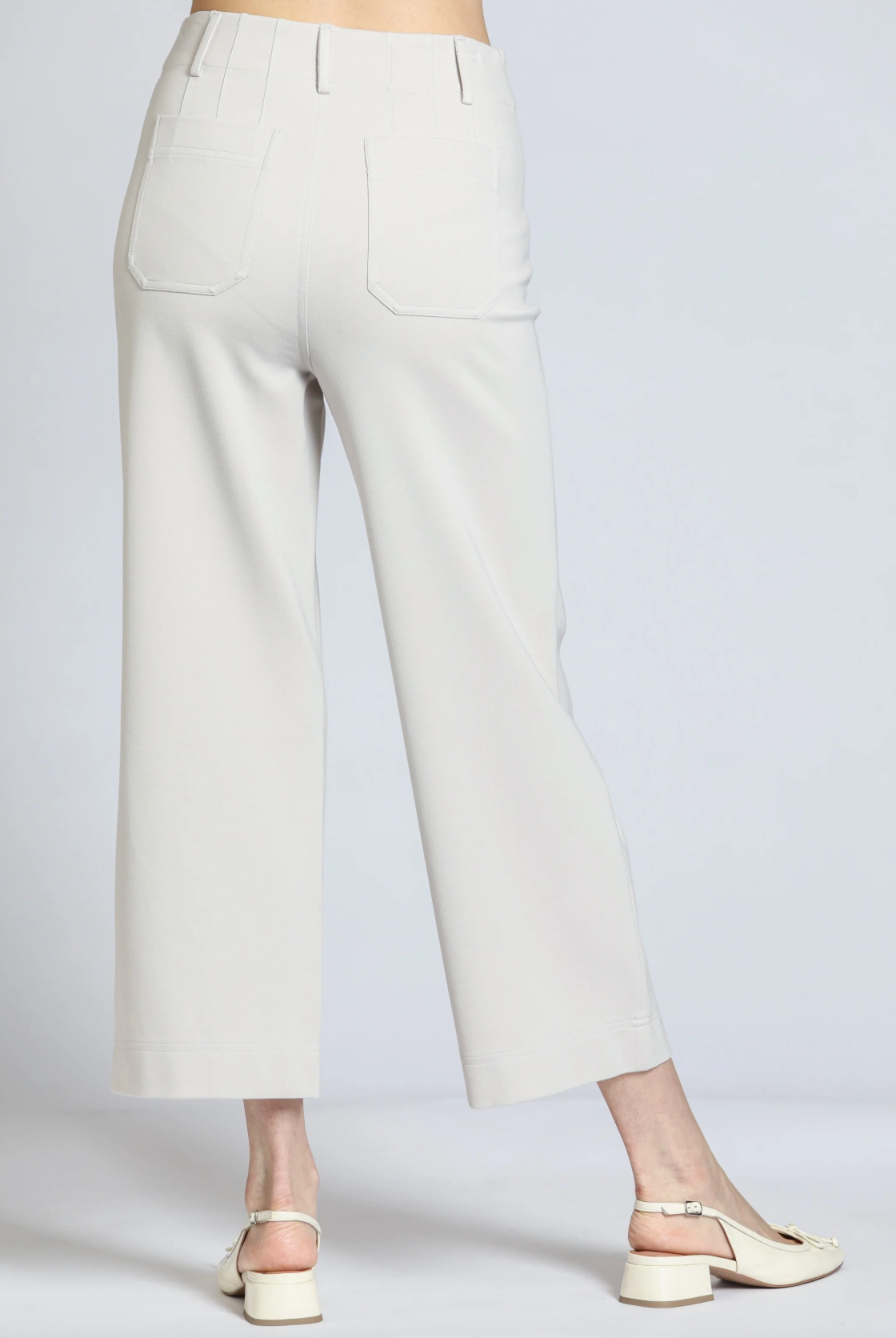Ponte Cropped Wide Leg Pant with Patch Pocket