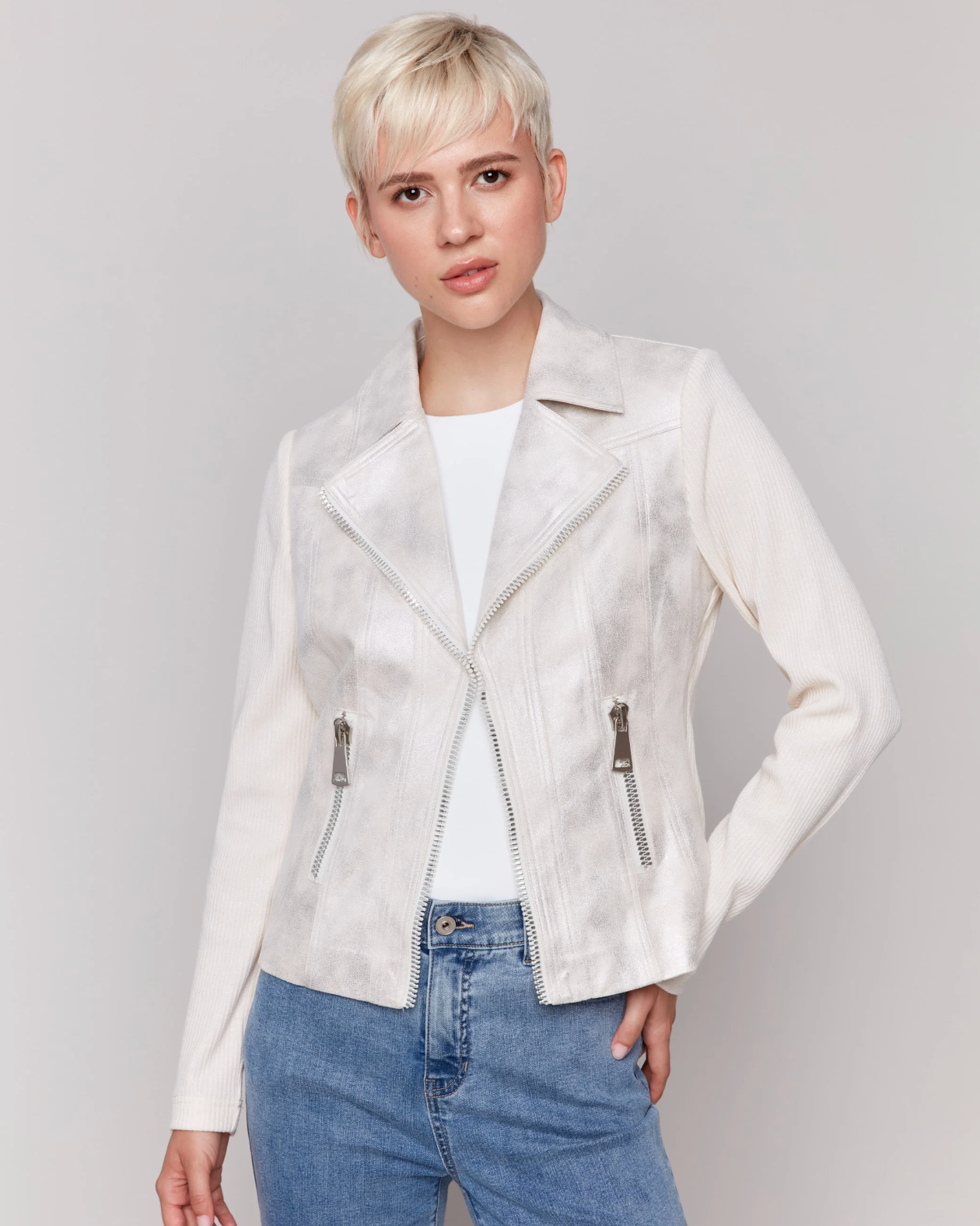 Vintage Faux Leather and Knit Jacket