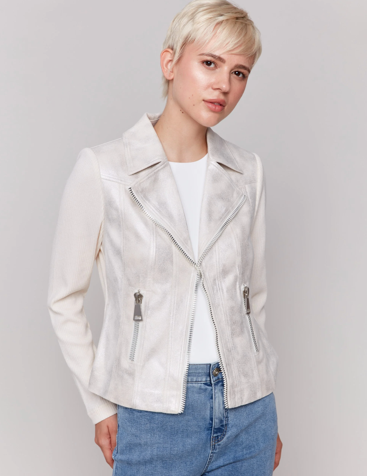 Vintage Faux Leather and Knit Jacket