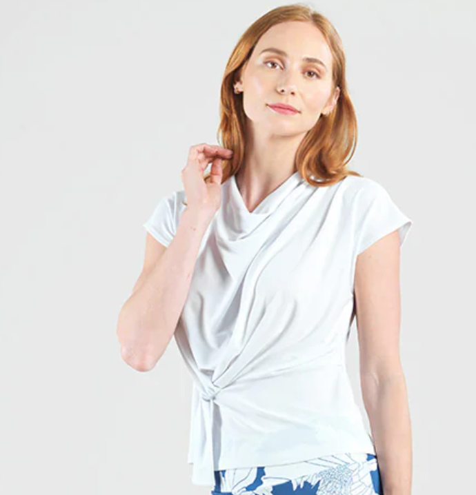 Drape Neck Top with Loop Front Detail