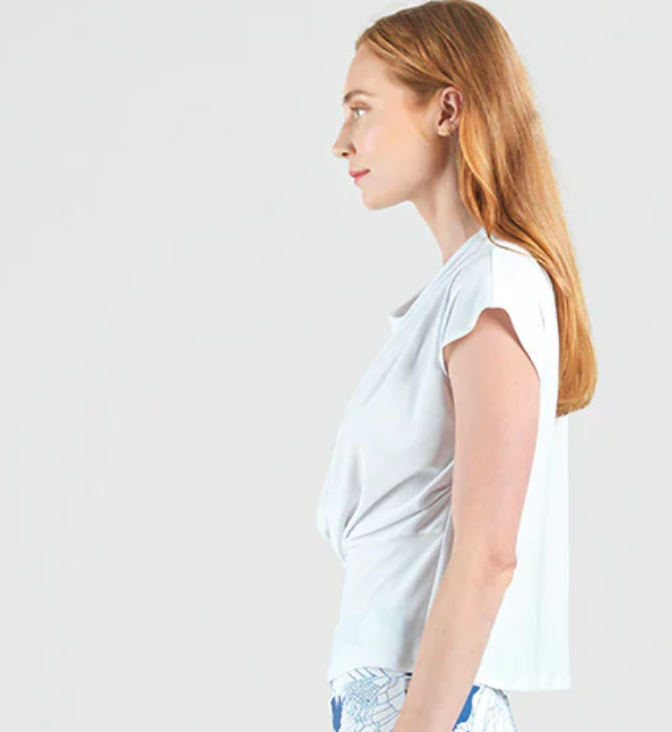 Drape Neck Top with Loop Front Detail