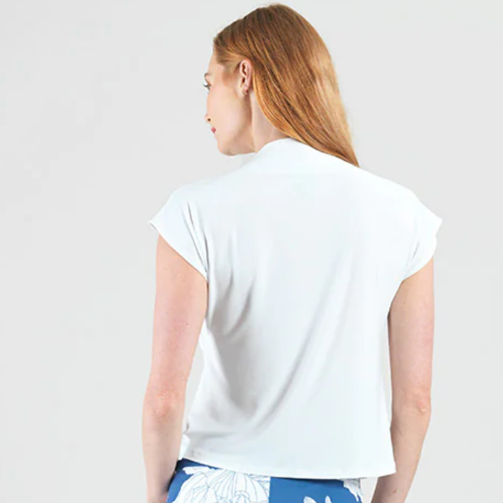 Drape Neck Top with Loop Front Detail