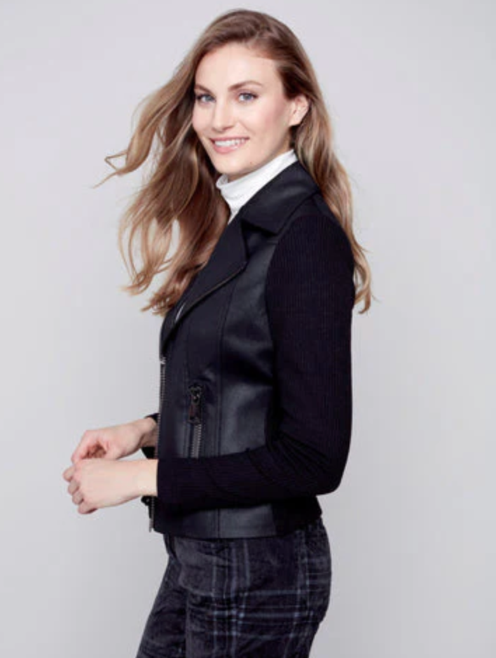 Vintage Faux Leather and Knit Jacket