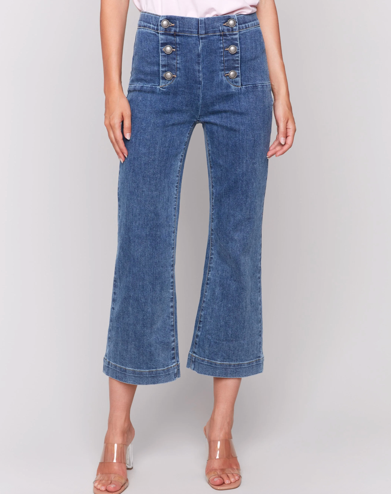 Sailor Flare Pull on Pant with Front Buttons