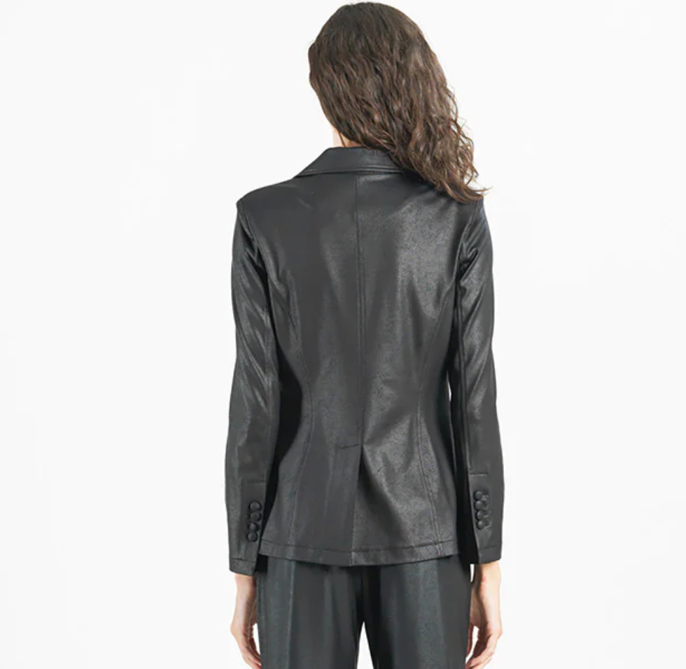 Single Button Notched Collar Blazer