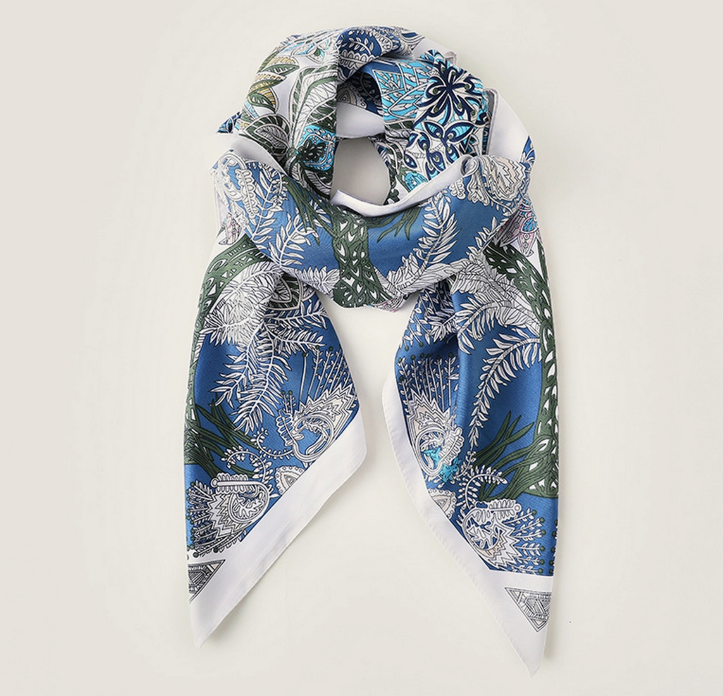 Vintage French Print Scarf - Blue