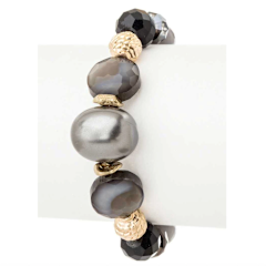 Mixed Black Beads Stretch Bracelet