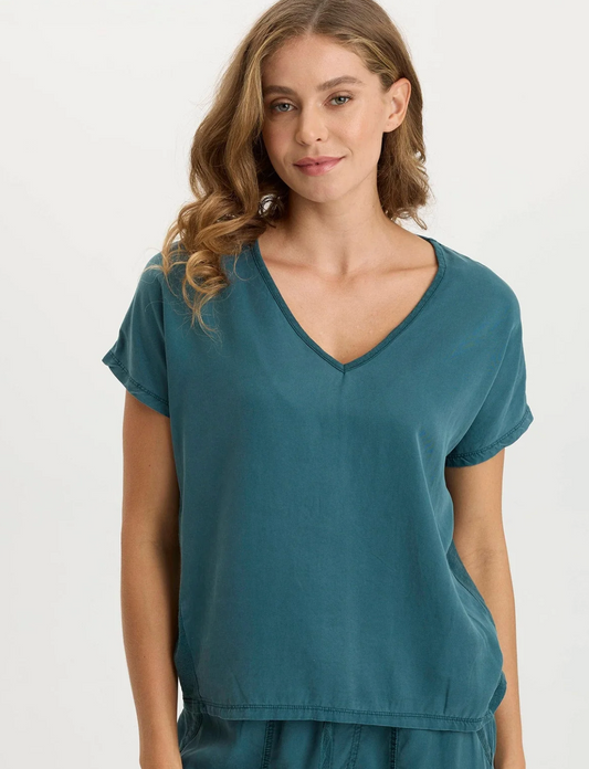 Ulysses Oversized V-Neck Top Tideworn Pigment