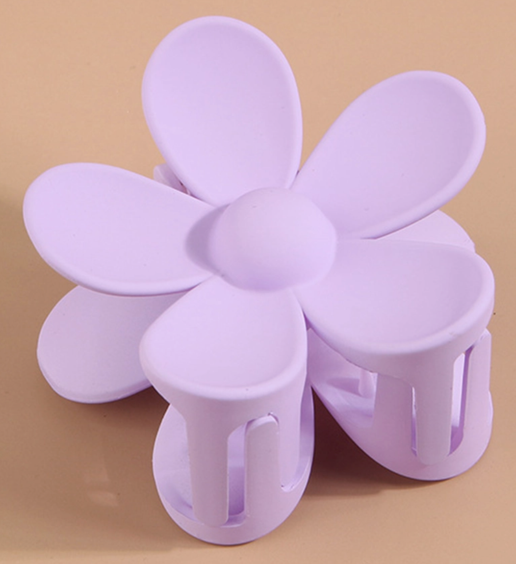 Matte Floral Hair Clip Claw - Lilac