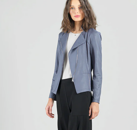 Liquid Leather Stretch Knit Signature Zip Hem - Charcoal