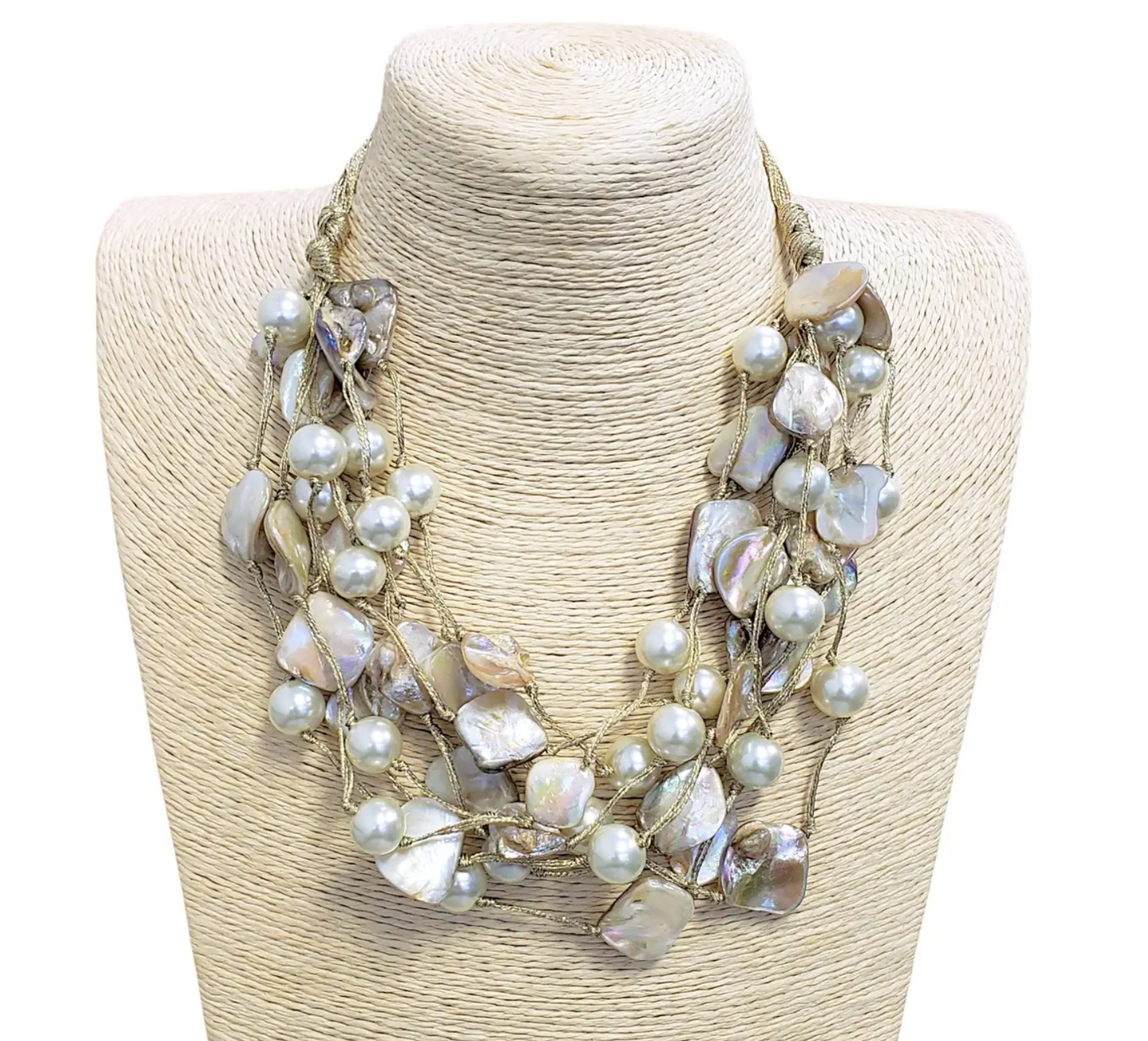 Mocha Pearl and Beach Seashell Necklace