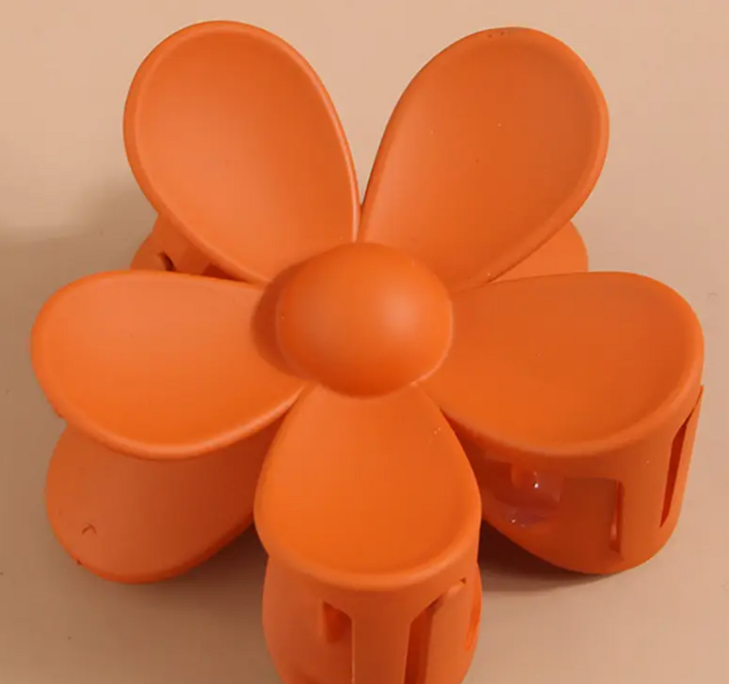 Matte Floral Hair Clip Claw - Orange