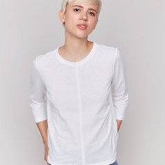 3/4 Sleeve Organic Cotton Knit Top