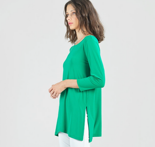 Side Vent Kerchief Hem Tunic
