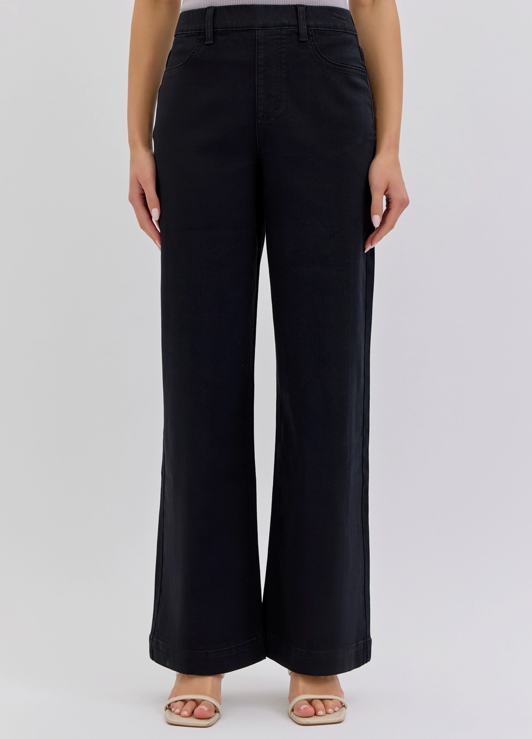 High Rise Pull-On Wide Leg Black Denim