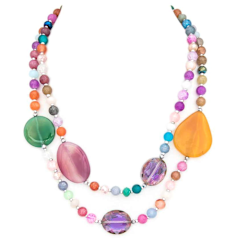 Multi Color Mixed Stone Layered Necklace