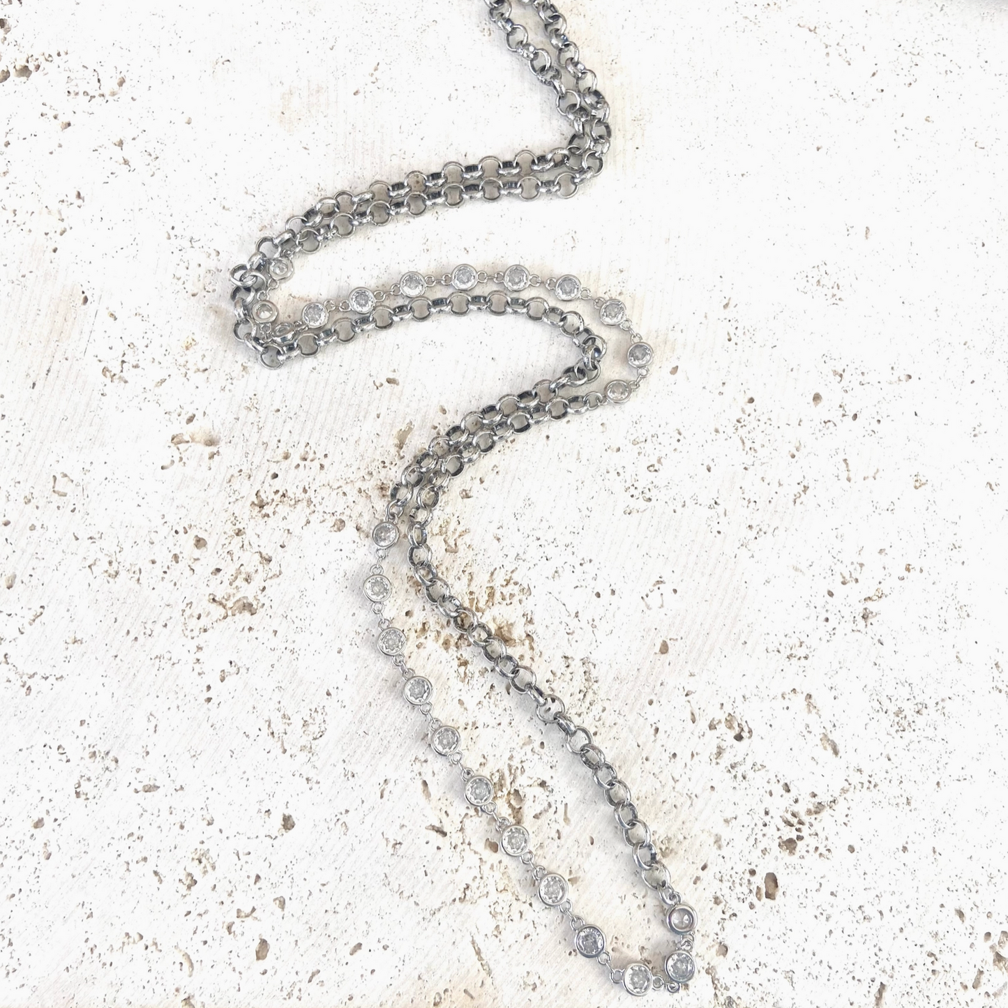 Long Layering Rolo Chain Necklace