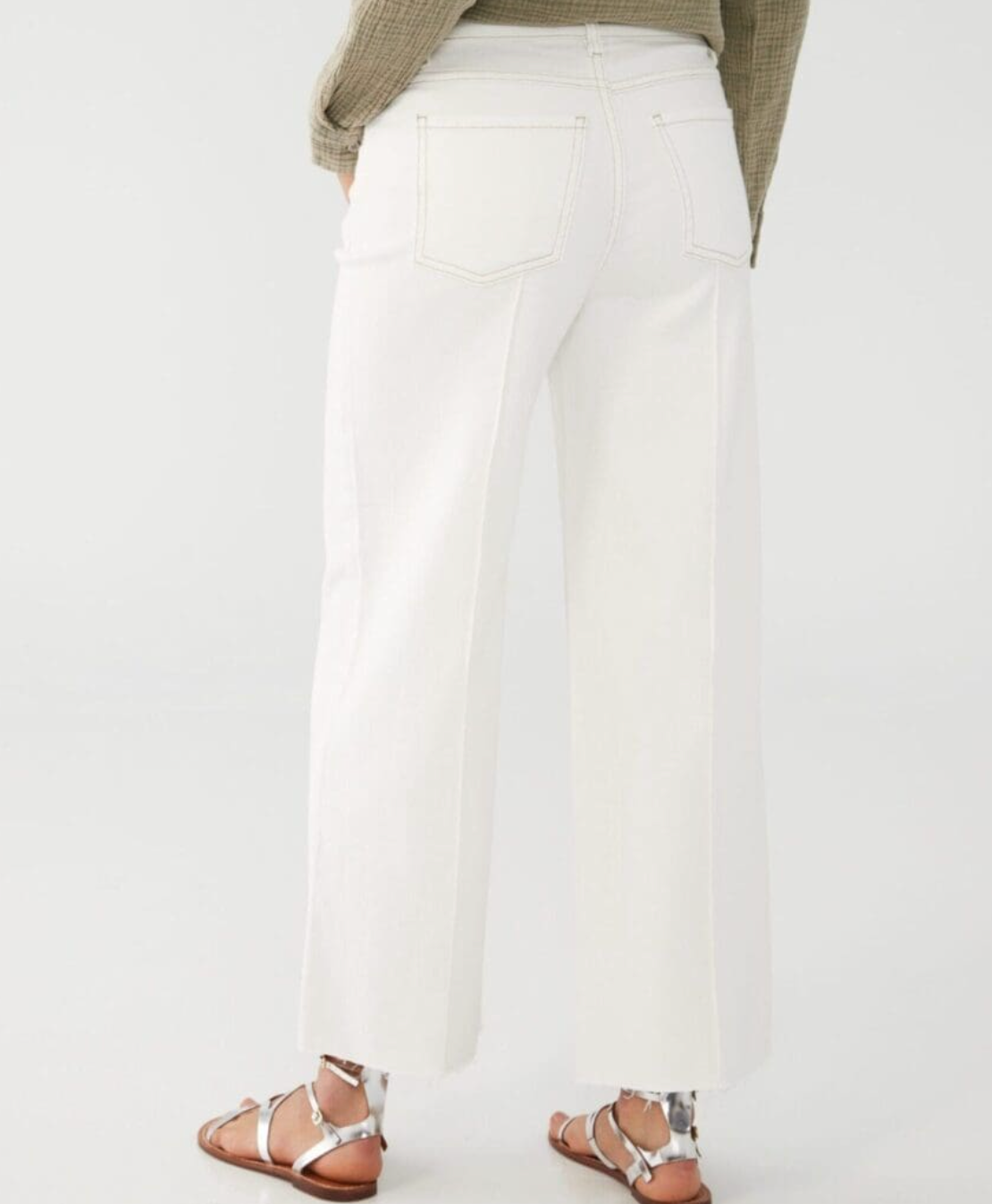 Olivia Wide Leg Ankle Pant - Ivory