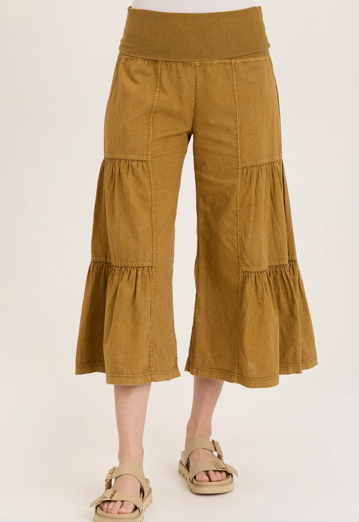 Linen Side Tier Palazzo Distress Wash Copper