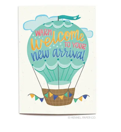 Card Hot Air Balloon Welcome Baby