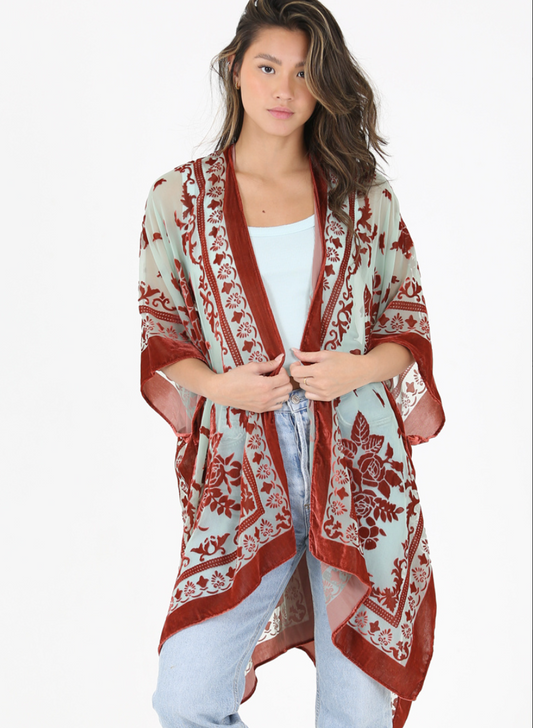 Burnout Kimono - Rust/Turq