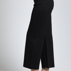 Ponte Cropped Wide Leg Pant with Patch Pocket