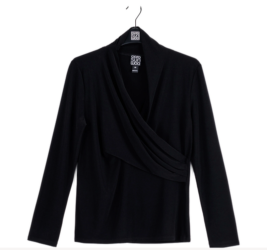 VNeck Drape Pleat Soft Knit Top